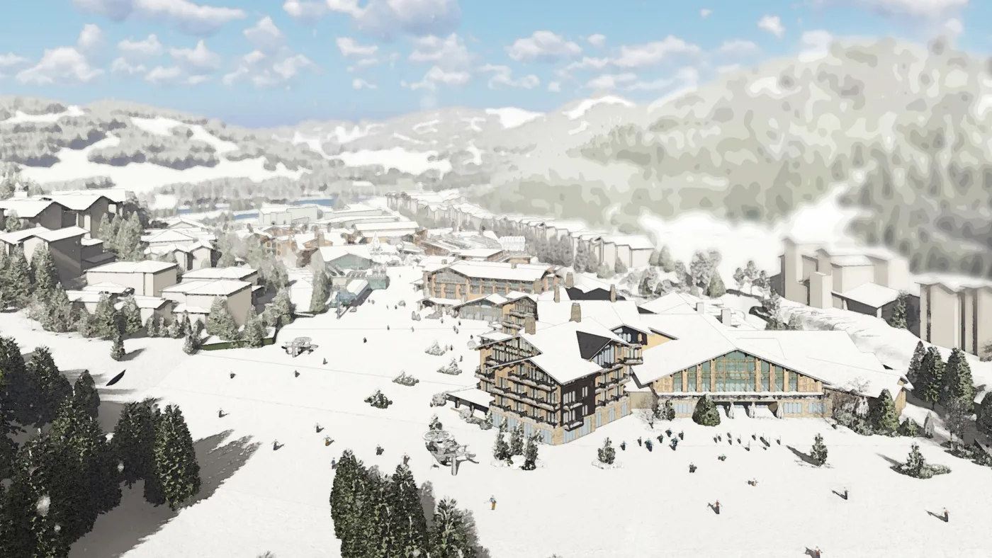 A rendering of the new Snow Park Village at Deer Valley.