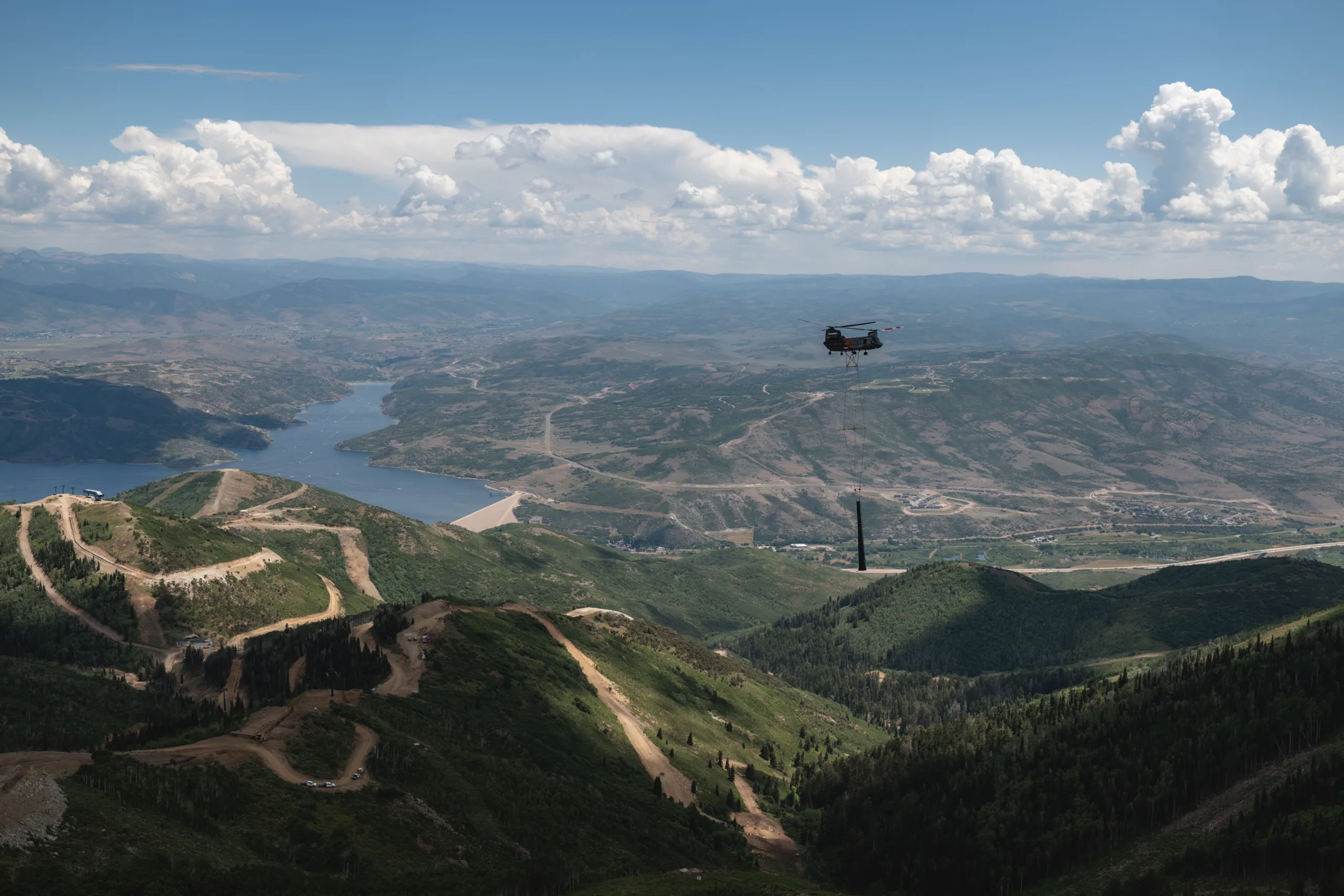 Doppelmayr gondola tower installation with PJ Helicopters at Deer Valley on July 19, 2025